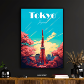 Tokyo Japan – Neon Skyline & Cherry Blossoms Poster