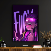 Neon Rebel – Anime Girl Middle Finger Poster