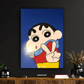 Shin-chan Sparkler Peace Sign Poster