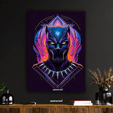Vibrant Geometric Black Panther Art Poster