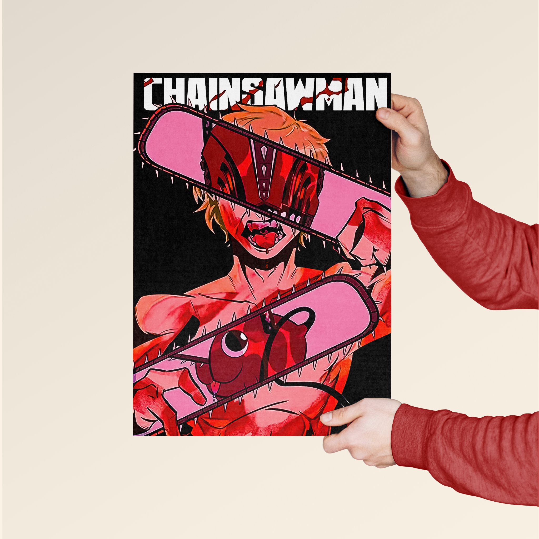 Anime rulz Halloween poster featuring Chainsaw Man art with vibrant colors and bold design for fans