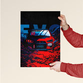 Dripster Halloween-themed poster featuring anime rulz and a Lancer Evo car with vibrant colors