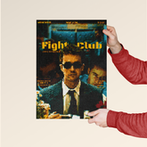 Dripster Fight Club poster held by hands with pixelated design to buy Fight Club wall art