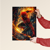 Spider-Man premium poster by Dripster featuring dynamic Spider-Man with fiery web effect