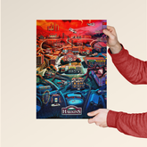 Stranger Things town map poster by Dripster showing detailed Hawkins town landmarks in vibrant colors