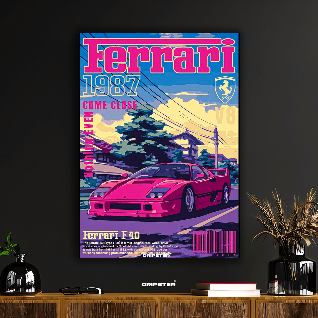 Ferrari F40 – 1987 Retro Japan Street Poster