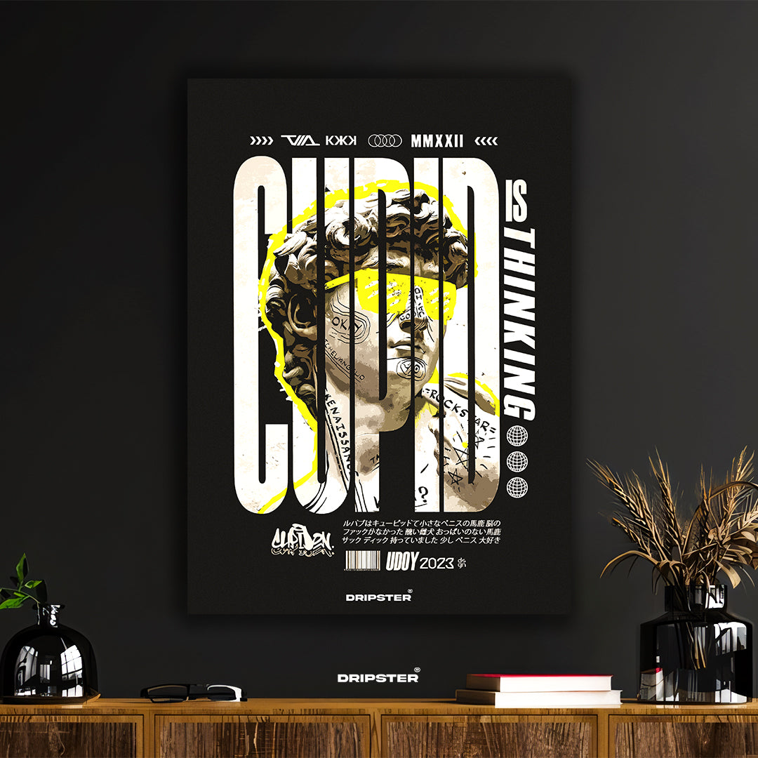 "Cupid Is Thinking" Modern Statue Street Art Poster