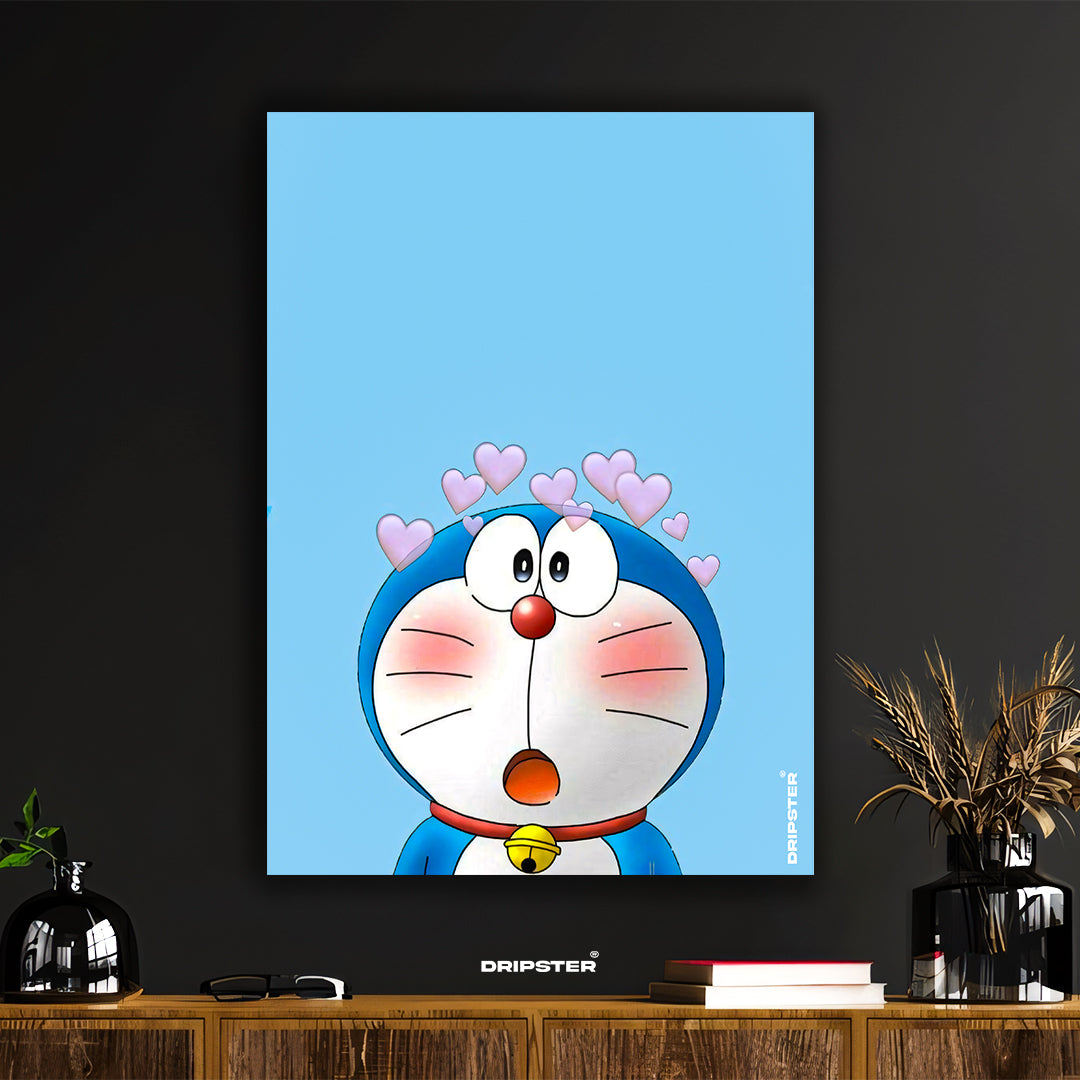 Doraemon with Hearts Anime Art Poster