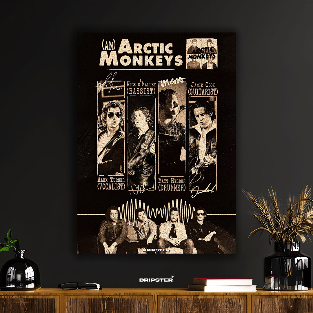 Arctic Monkeys "AM" Album Band Members Vintage Poster