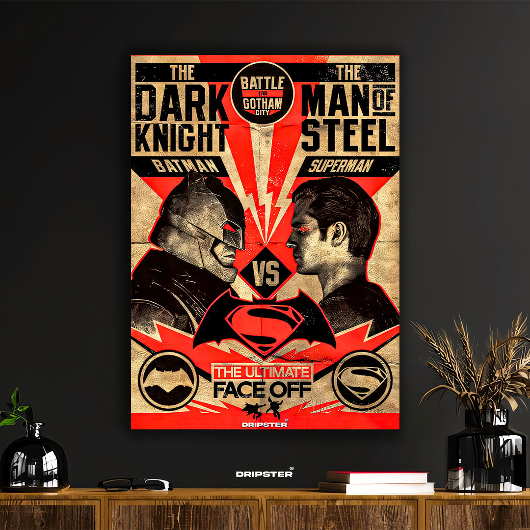 Batman vs Superman: The Ultimate Face Off Vintage Poster