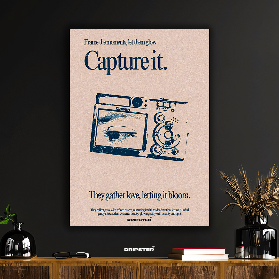 Capture It – Vintage Camera & Eye Art Poster