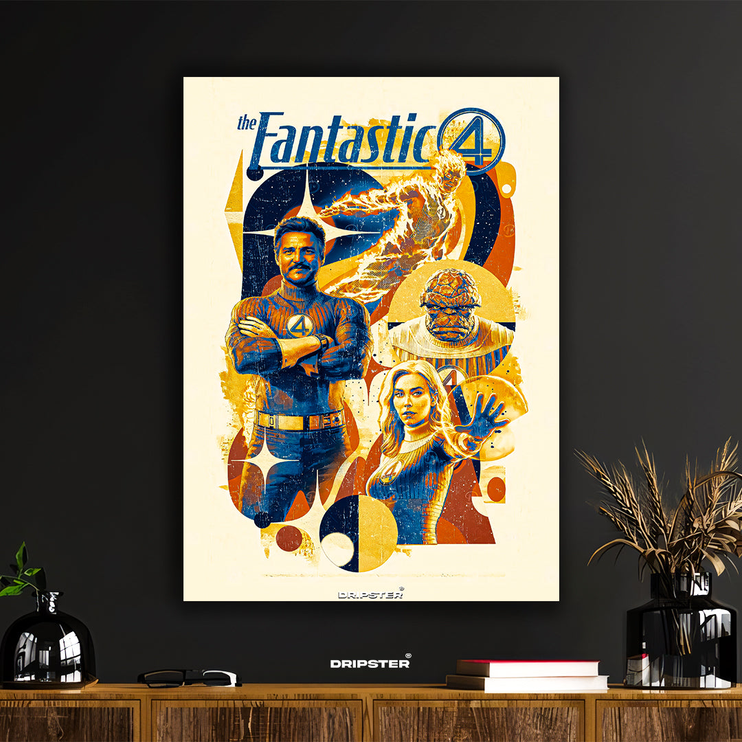 Fantastic Four Abstract Comic Style Poster