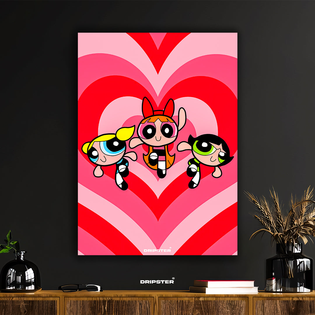Powerpuff Girls Heart Trio Art Print