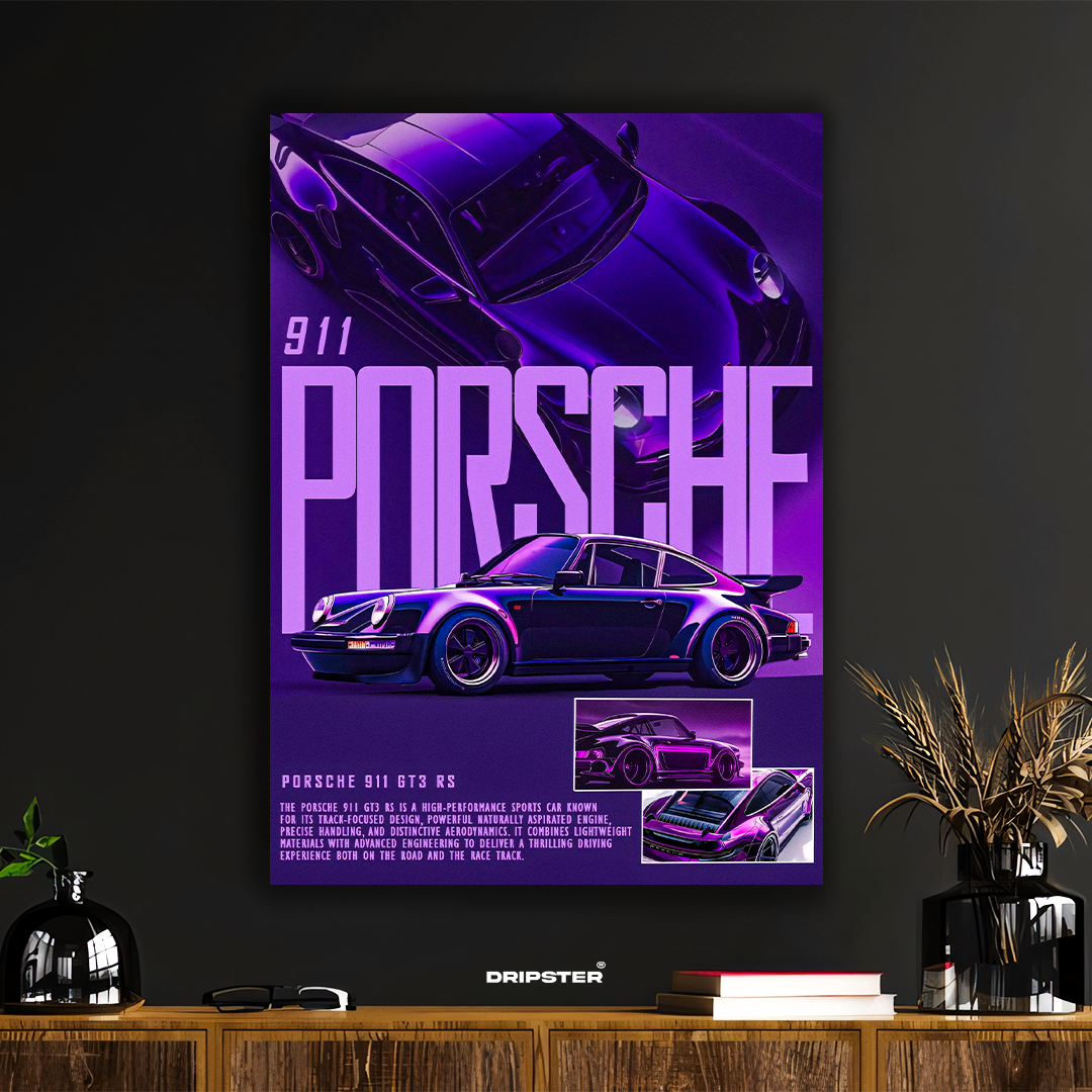 Porsche 911 GT3 RS – Retro Performance Poster