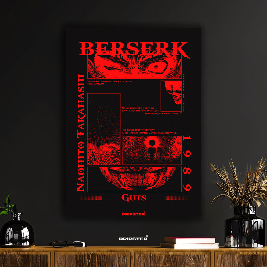 Berserk Guts Red & Black Art Poster
