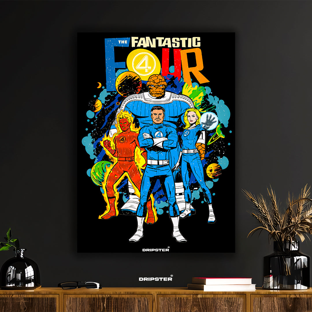 Fantastic Four Retro Comic Art Poster