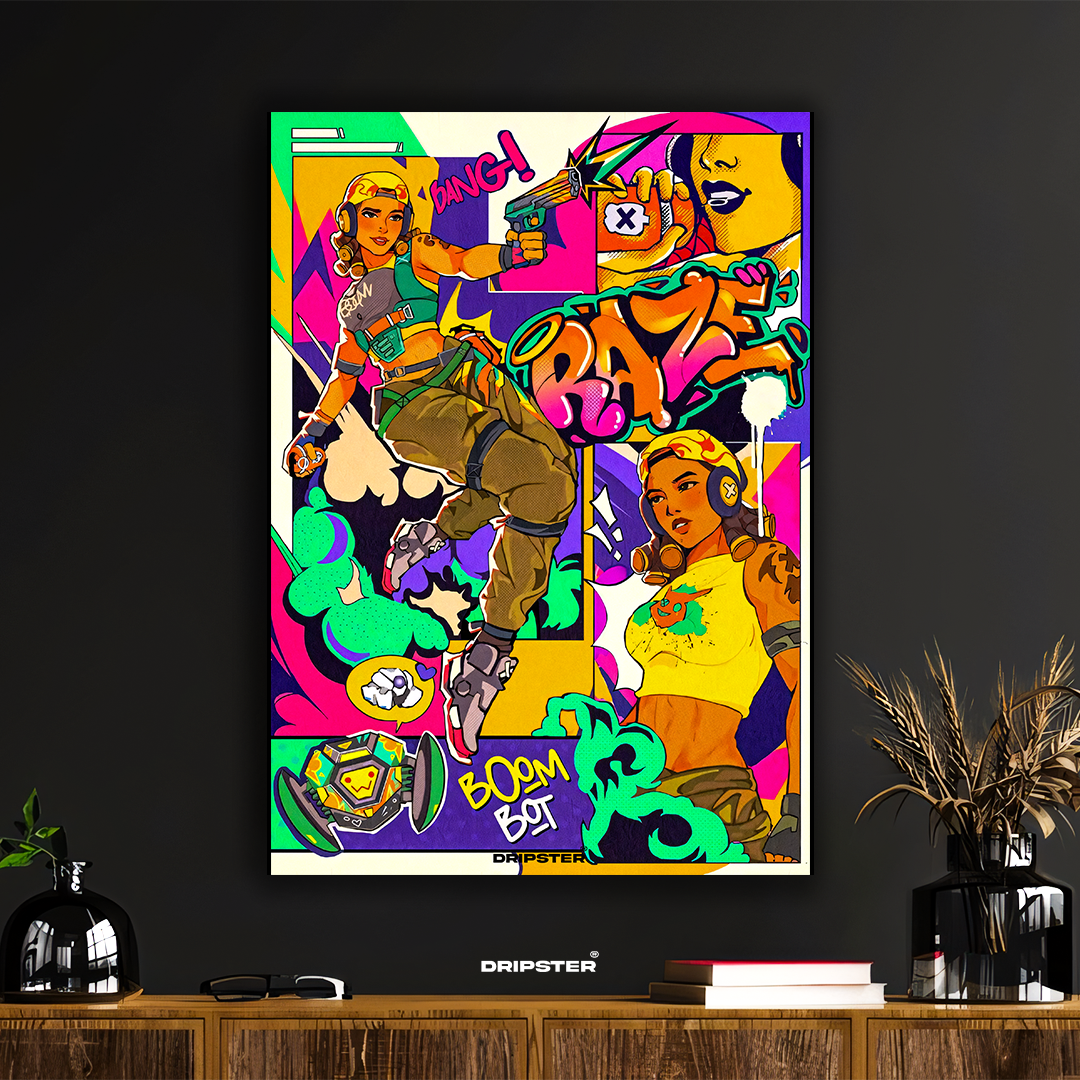 Raze – Valorant Boom Bot Graffiti Poster