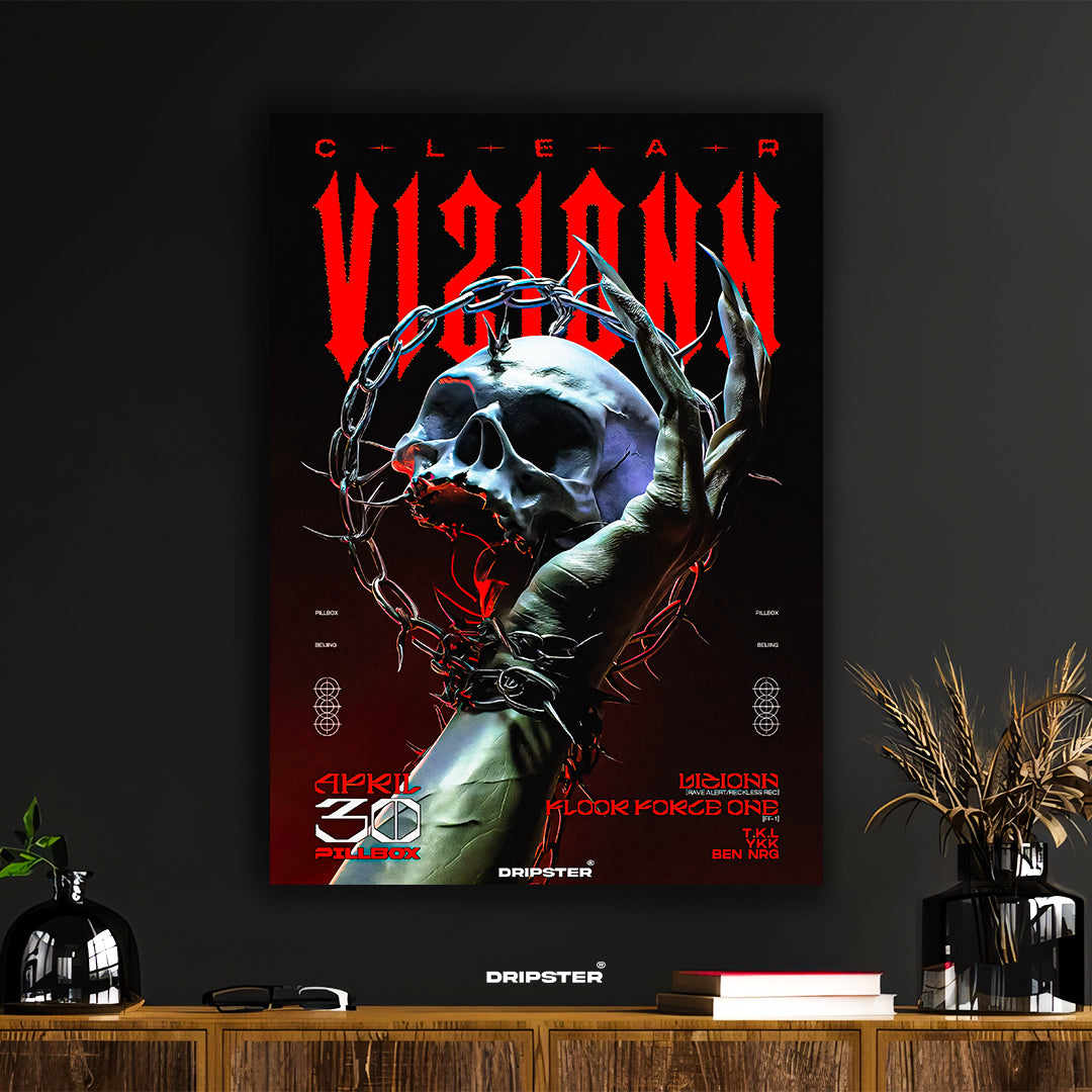 Clear VizIONN Skull & Chain Dark Art Poster