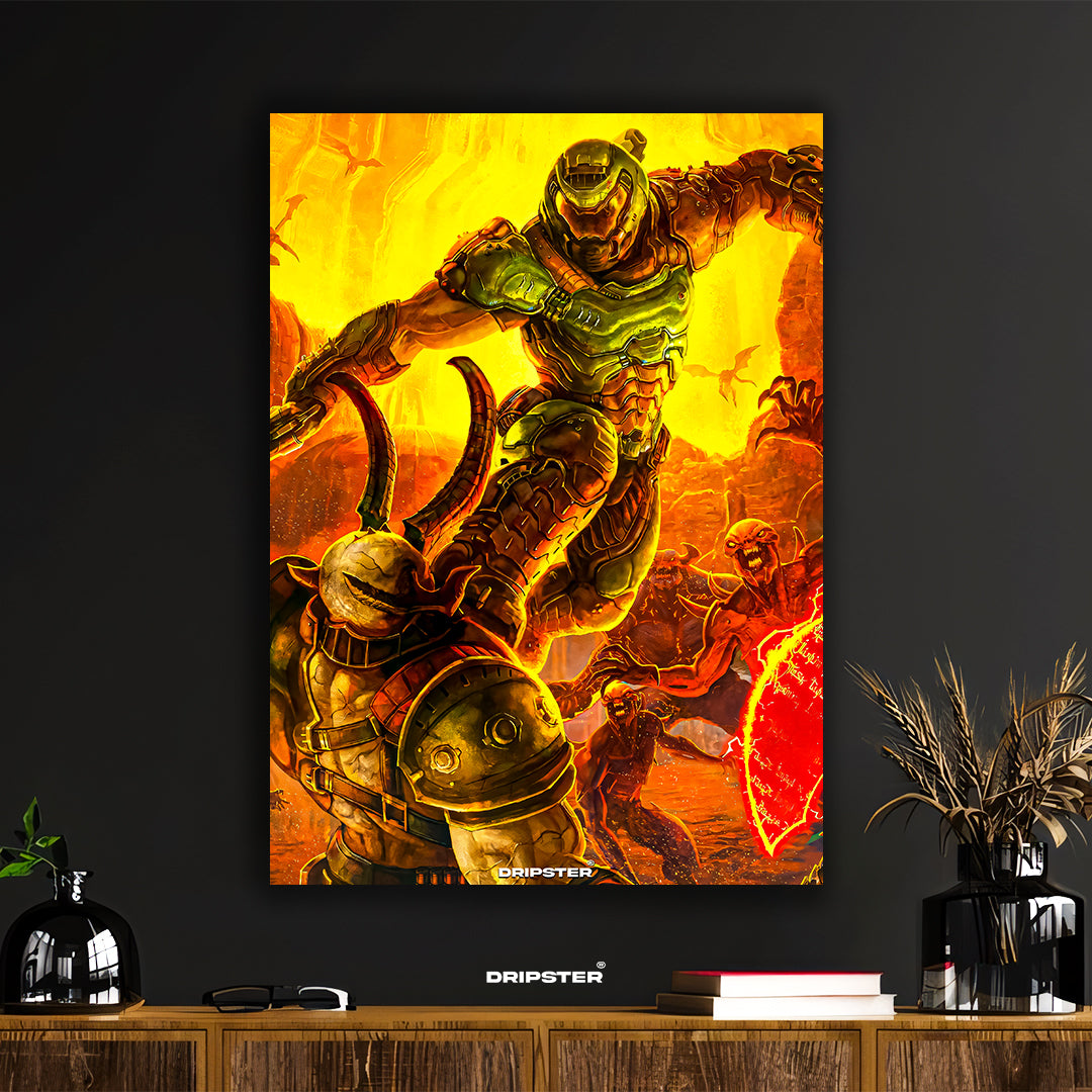 Doom Slayer Epic Battle Gaming Poster