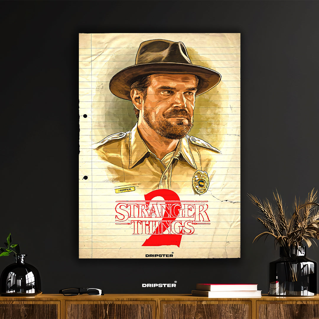 Chief Hopper Stranger Things 2 Notebook Style Poster