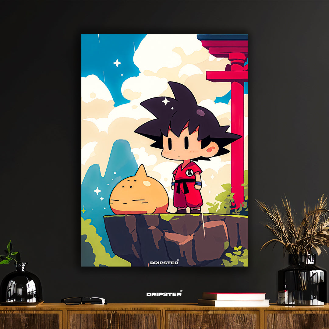 Chibi Saiyan Cliffside Journey Art Print