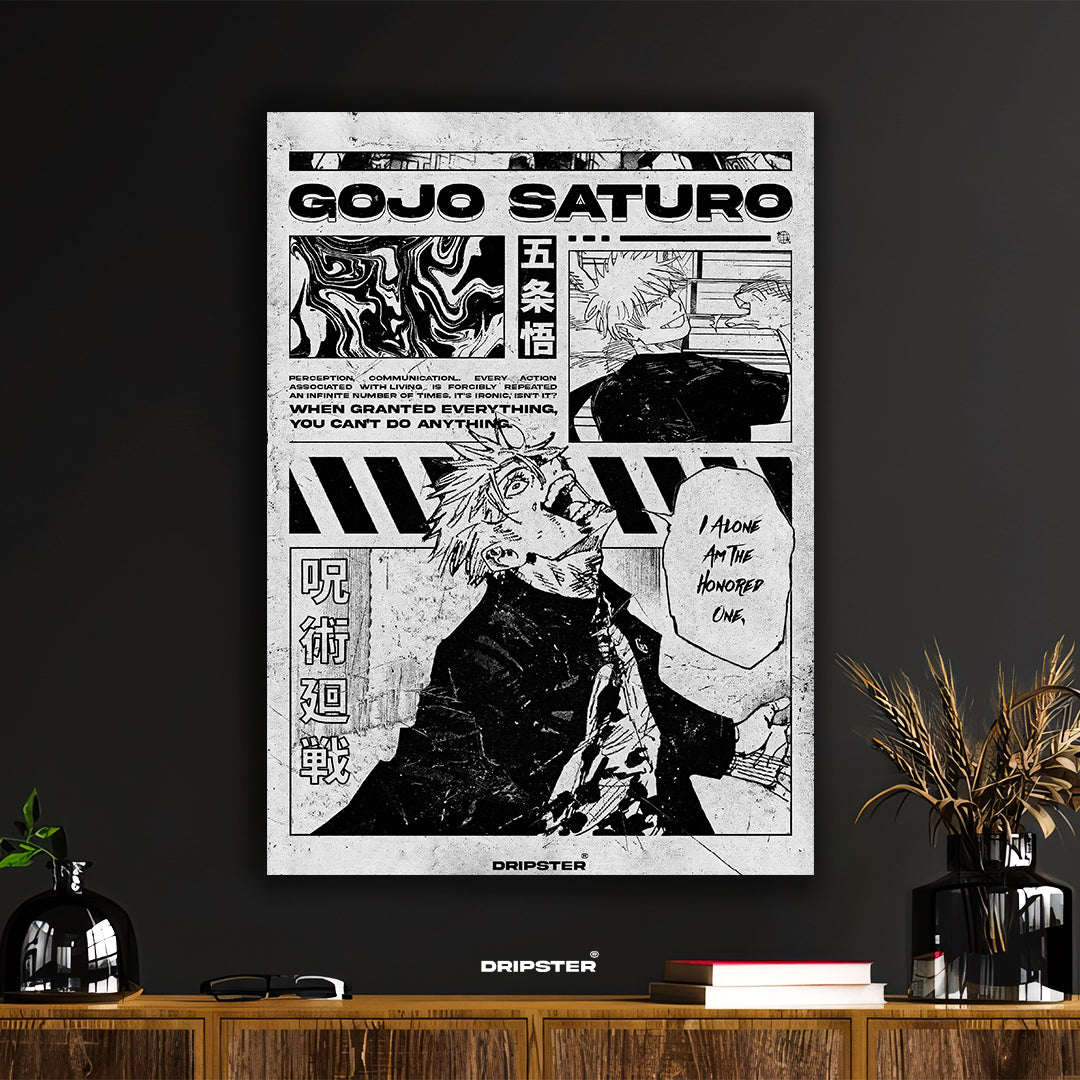 Gojo Satoru Honored One Grungy Manga Poster