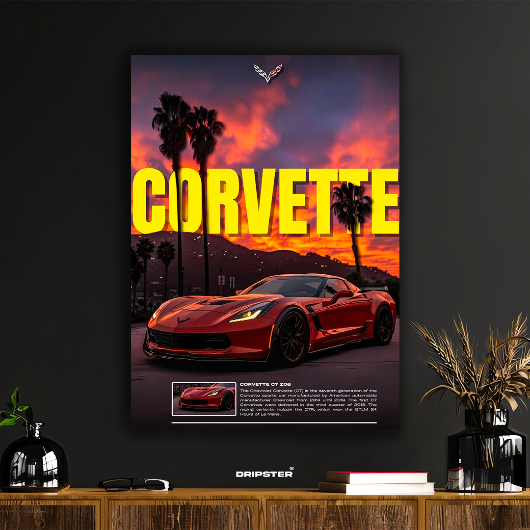 Corvette C7 Z06 – American Muscle Sunset Poster
