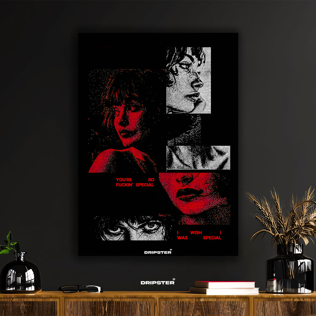 Dripster Grunge Halftone Portrait Art Print