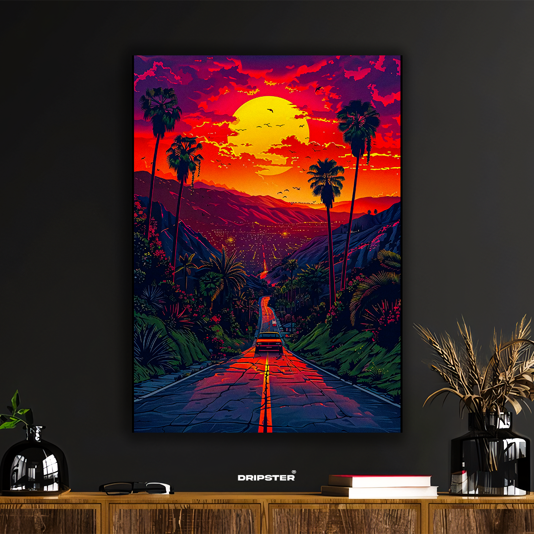 Sunset Drive – Neon Cityscape Poster