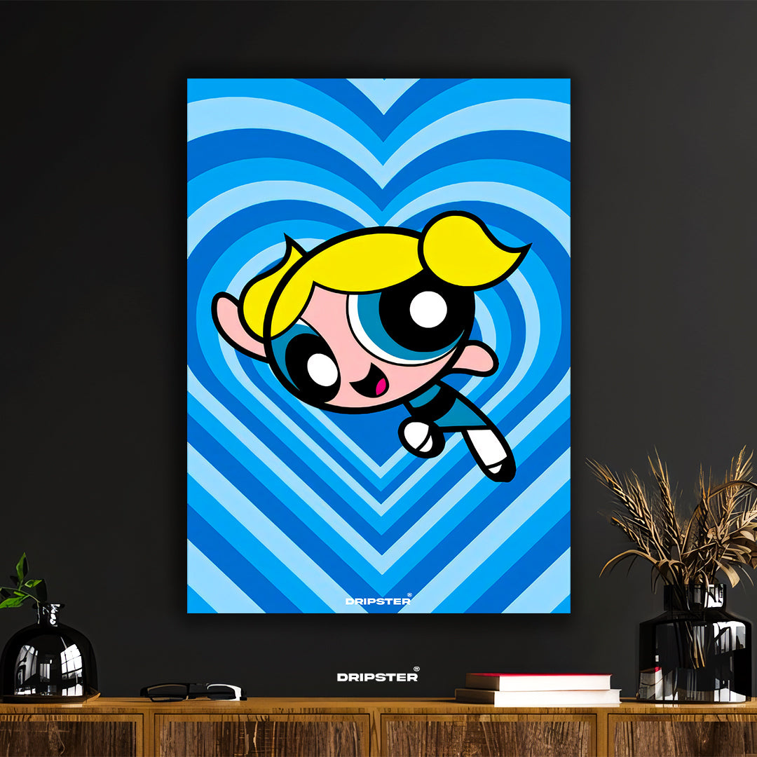 Bubbles Powerpuff Girls Blue Heart Poster