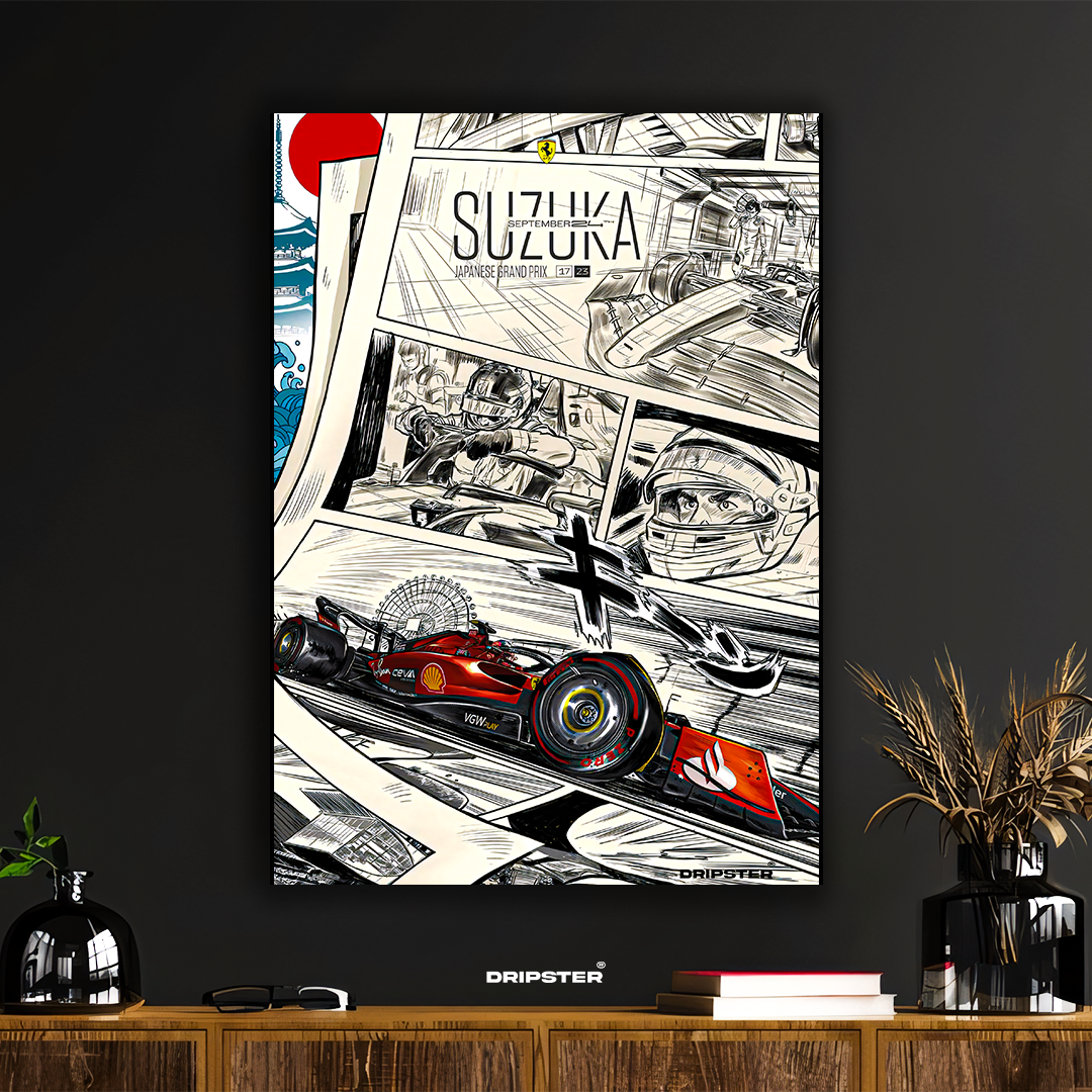 Suzuka Grand Prix – Ferrari Formula 1 Comic Poster