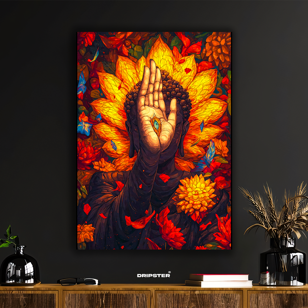 Enlightened Calm – Buddha Floral Mandala Poster