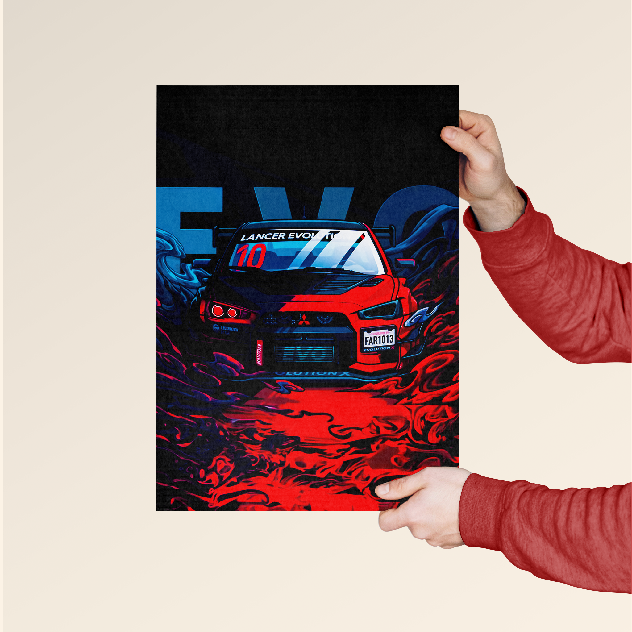 Dripster Halloween-themed poster featuring anime rulz and a Lancer Evo car with vibrant colors